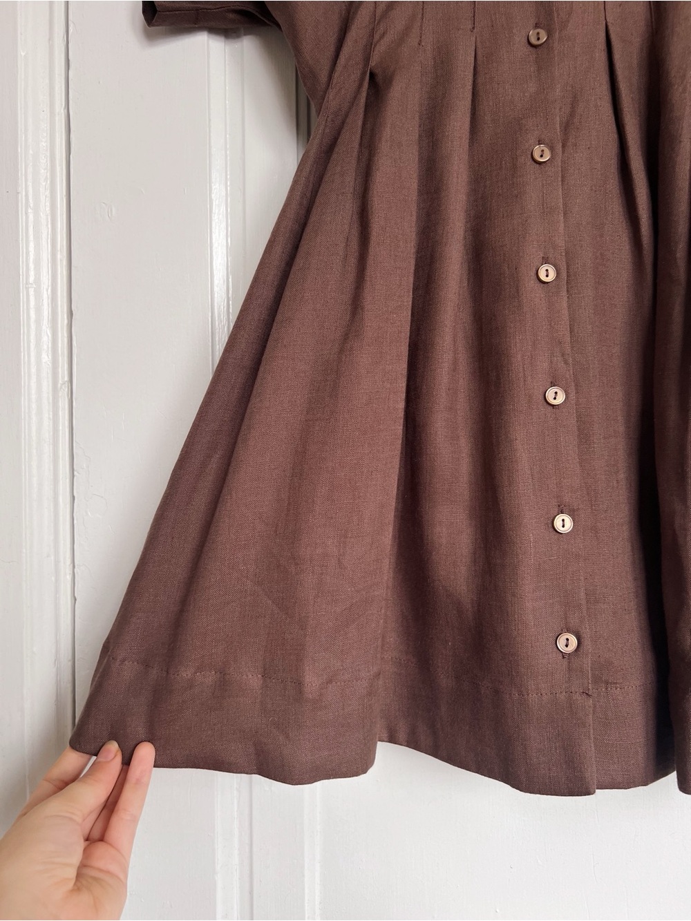 Exquise • Anthropologie Tobie Linen Pleated Mini Shirt Dress fit & flare - Picture 10 of 16
